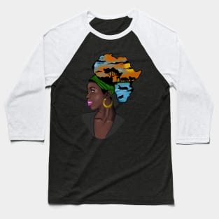 African Woman with Africa Map Baseball T-Shirt